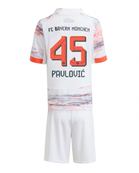 Billige Fotballdrakt Bayern Munich Aleksandar Pavlovic #45 Replika Bortedraktsett Barn 2025-26 Kortermet (med bukser)